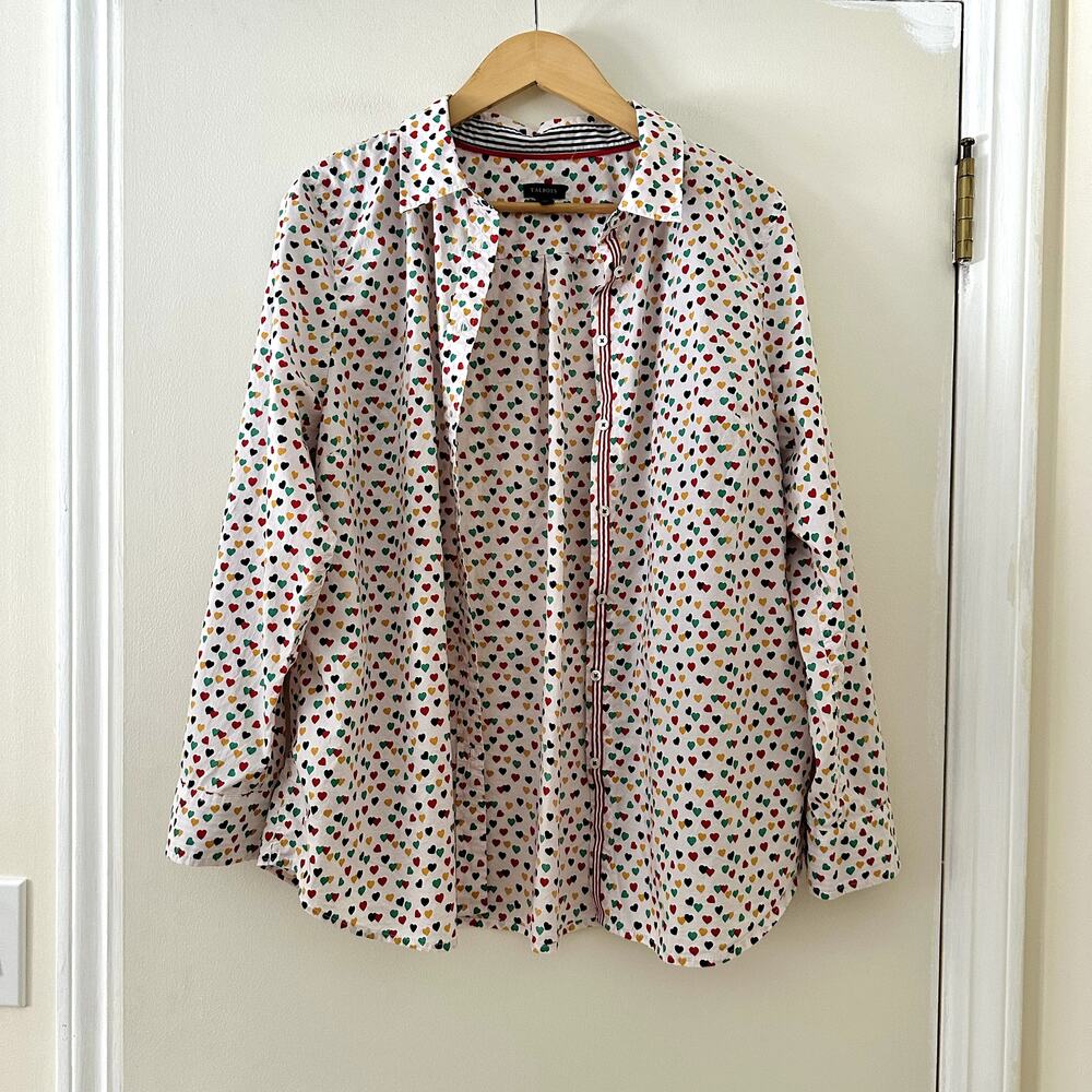 Talbots Heart Printed Button Down Collared Blouse… - image 6